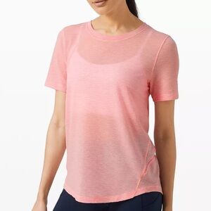 Lululemon Long Distance Short Sleeve Size 6 Pink Running Gym Athleisure.  24